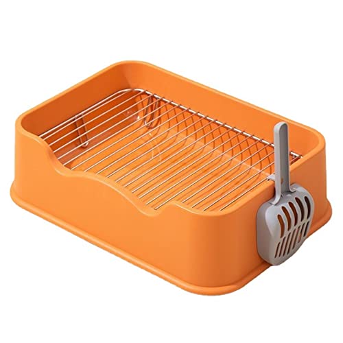 SUICRA Katzentoilette, Katzentoilette, Katzentoilette Semi-Enclosed Cat Sandbox Detachable Toilet Semi-Open Litter Tray Toilet for Cats and Dogs Potty Pot Urinal Thick Small Toilet (Color : Orange) von SUICRA