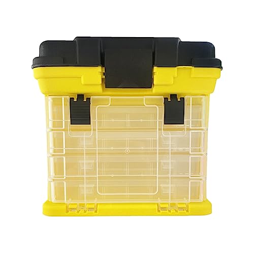 SUIOPPYUW Effizientes Aufbewahren und Organisieren von Angelködern, Haken und Angelgeräten mit der Tackle Box Fishing Tackle Box 4 Layers Fishing, Gelb, +Neue transparente Box von SUIOPPYUW