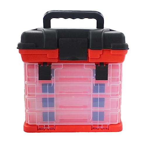 SUIOPPYUW Effizientes Aufbewahren und Organisieren von Angelködern, Haken und Angelgeräten mit der Tackle Box Fishing Tackle Box 4 Layers Fishing, orange, +Blauer Knopf innen von SUIOPPYUW