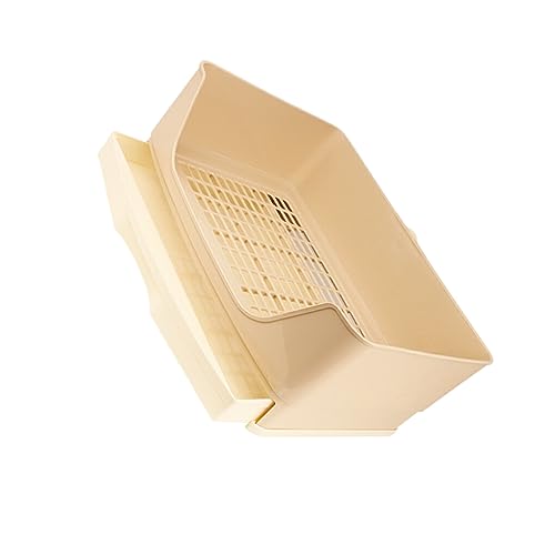 SUIOPPYUW Leicht zu reinigen und zu pflegen Eck Toilettenbox für Haustiere S Komfort Toilettenbox mit Gitter Töpfchentrainer Größere Haustierpfanne aus Kunststoff, Beige von SUIOPPYUW