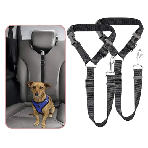 SULIVES Hunde-Sicherheitsgurte für Autos UK, verstellbares Hundegeschirr, elastisches Nylon-Bungee-Puffer-Fassung, Haustier-Sicherheitsgurt, Kopfstütze, Auto-Sicherheitsgurt, strapazierfähige von SULIVES