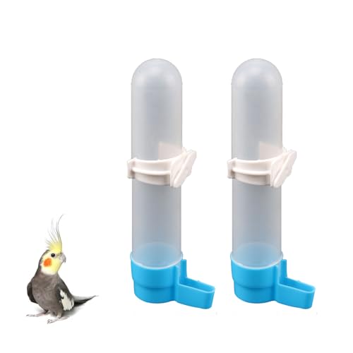 Vogelwasserspender für Vögel, automatischer Vogelwasserspender für Papageien, Wellensittiche, Sittiche und Nymphensittiche, hängende Vogeltränke, Vogelkäfig-Wasserflasche, 120 ml Fassungsvermögen, 2 von SULIVES