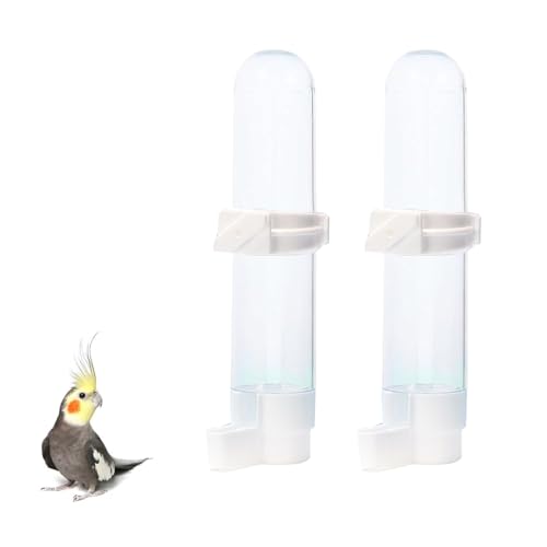 Vogelwasserspender für Vögel, automatischer Vogelwasserspender für Papageien, Wellensittiche, Sittiche und Nymphensittiche, hängende Vogeltränke, Vogelkäfig-Wasserflasche, 120 ml Fassungsvermögen, 2 von SULIVES