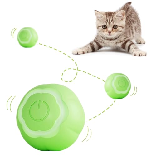 SULOLI Intelligentes Katzenspielzeug Ball,Wiederaufladbarer Katzenspielzeug Ball,Selbstdrehender Rollball für Katzen(Gelb) von SULOLI