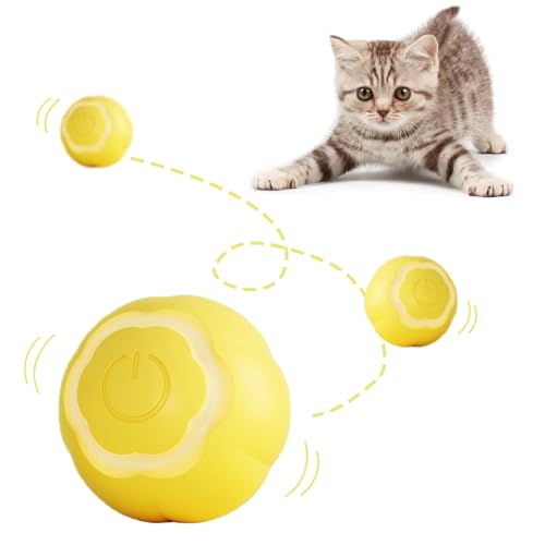 SULOLI Intelligentes Katzenspielzeug Ball,Wiederaufladbarer Katzenspielzeug Ball,Selbstdrehender Elektronischer Rollball mit LED für Katzen(Grün) von SULOLI