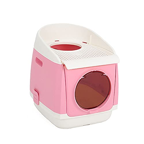 Katzentoilette Doppeltürklappbare Katze Wurf Box Plastic Cat-Bett-Bett-Bett-Bett mit Top-Ausgang und vorderen Eingang Desodorieren von PET-Katzenbedarf Katzenklo (Color : A) von SUNESA