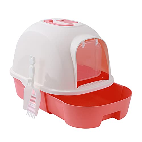 Katzentoilette Katze Wurf Box Dome Schublade Design Wurf Box mit Scoop BEINHALTEN Grosse Kitty Müllkasten Antispritzen Katze Zubehör Katzenklo (Color : Pink-a) von SUNESA