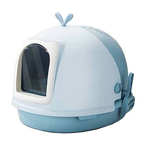 Katzentoilette Nette Katze Wurf Box mit Katze Wurf Scoop Flip Beiliegend Große Kitty Wurf Box Anti-Spritzer 6mm Hohlpedal Katze Zubehör Katzenklo (Color : Blauw) von SUNESA