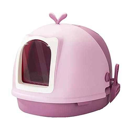 Katzentoilette Nette Katze Wurf Box mit Katze Wurf Scoop Flip Beiliegend Große Kitty Wurf Box Anti-Spritzer 6mm Hohlpedal Katze Zubehör Katzenklo (Color : Roze) von SUNESA