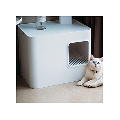 Katzentoilette Quadratische Katze Wurf Box Halbgeschlossenes Design, große spritzwasserfeste und geruchssichere Katzen-Toiletten-Haustier-Lieferungen Katzenklo (Color : C) von SUNESA