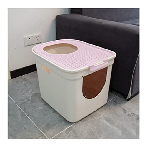 Katzentoilette Top-Eintrag Abnehmbare Katze Wurf Box Große Beule Falling Sand Pedal Geschlossene Katze Töpfchen Antispritzen Katze WC Einfach zu reinigen Katzenklo (Color : Roze) von SUNESA