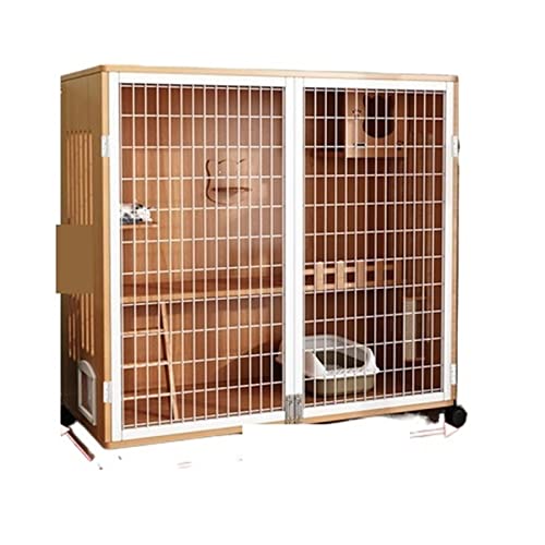 Katzenvilla Cat Villa Indoor Cat Room Home Cat House Übergroßer Freiraum Katzenschrank Katzenhaus Katzenstreu Luxus-Katzenkäfig Katzenhaus (Color : No Varnish) von SUNESA