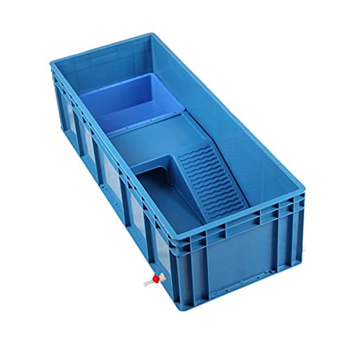 Reptilienzuchtbox Großer Schildkröte-Tank mit Terrasse Aquarium Haushalt Schildkröte Box Kunststoff Schildkröte Becken Fischtank Schildkröte Villa Aquarium Aquarium Schildkrötenbecken-Aquarium (Color von SUNESA