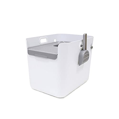 SUNESA Katzentoilette Clamshell CAT Wurf Box Super große halb geschlossene Top-Einstieg großer Raum mit Sandkatze-WC mit Schaufel Katzenklo (Color : Wit) von SUNESA