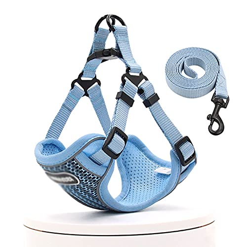 Zugseil für Haustiere Katzengurt, Leine und Kragen Set, Escape-Beweiskitten Weste Kabelbaum zum Wandern, einfache Kontrolle Night Safe Pet Harness, Fit for Welpen Hundeleine für Welpen (Size : L) von SUNESA