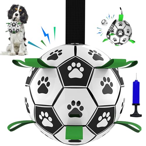 SUNFATT Hundeball,Hundespielzeug Unzerstörbar,Hundeball mit Griff,Nicht kaubares interaktives Hundespielzeug mit Luftpumpe von SUNFATT