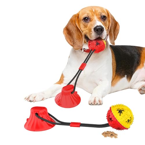 SUNFECILI Leckerli-Ball für Hunde, Kauspielzeug für Hunde, Robustes TPR-Quietschspielzeug für Haustiere, Interaktives Hundespielzeug mit Leistungsstarken Saugnäpfen, von SUNFECILI