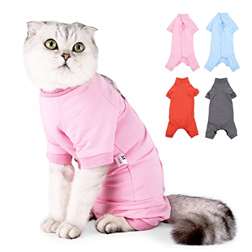 SUNFURA Cat Surgery Recovery Suit, Cat Neuter Recovery Suit with 4 Legs Cat Spay Surgical Onesie for Bauchwunden After Surgery, E-Collar Alternative Small Pet Post Bandage Anti-Lecking, Rosa S von SUNFURA