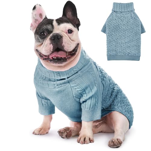 SUNFURA Fleece Hundepullover, Sherpa Hundepullover Rollkragen Kleine Hunde Pullover Mantel, Warmer Hund Strickpullover mit Ärmeln für den Winter, Hundestrickwaren für kleine mittelgroße Hunde Katzen, von SUNFURA