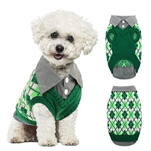 SUNFURA Gestrickter Hundepullover Haustier Strickwaren, Hund Warm Strickpulli Mantel Winterkleidung mit Leinenloch und hohem Stretch, Klassische und weiche WelpenSweatshirts Pullover für Kleine von SUNFURA