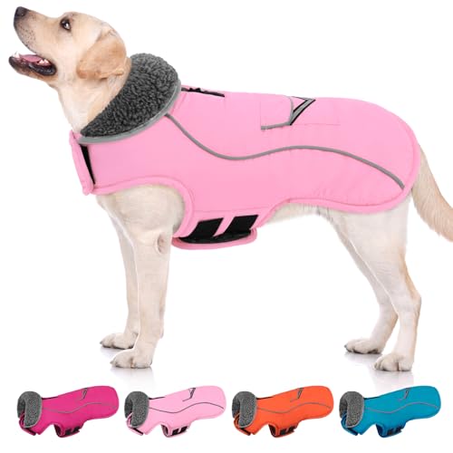 SUNFURA Große Hundejacke, Winter, warmer Hundemantel, XXL-Hundepufferjacke mit Geschirrloch für kaltes Wetter, reflektierende Hunde-Schneejacke, Rollkragen, Hunde-Fleeceweste für extra große Hunde, von SUNFURA