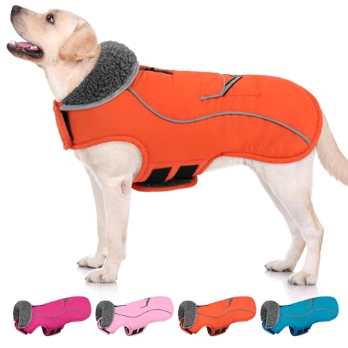 SUNFURA Große Hundejacke, Winter, warmer Hundemantel, XXL-Hundepufferjacke mit Geschirrloch für kaltes Wetter, reflektierende Hunde-Schneejacke, Rollkragen, Hunde-Fleeceweste für extra große Hunde, von SUNFURA