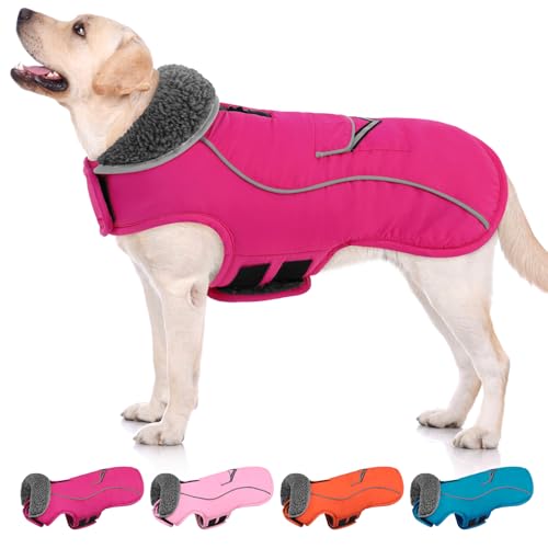 SUNFURA Große Hundejacke, Winter, warmer Hundemantel, XXL-Hundepufferjacke mit Geschirrloch für kaltes Wetter, reflektierende Hunde-Schneejacke, Rollkragen, Hunde-Fleeceweste für extra große Hunde, von SUNFURA