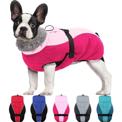 SUNFURA Hundemantel für kaltes Wetter, Rollkragen, winddicht, wasserdichte Hunde-Winterjacke, Outdoor-Haustierweste mit warmem Fleece gefüttert und Fell-hohem Kragen, reflektierende dicke Hundekleidung für kleine, mittelgroße und große Hunde von SUNFURA