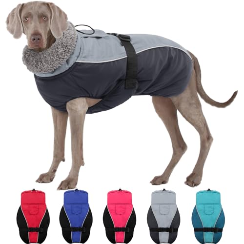 SUNFURA Hundemantel für kaltes Wetter, Rollkragen, winddicht, wasserdichte Hunde-Winterjacke, Outdoor-Haustierweste mit warmem Fleece gefüttert und Fell-hohem Kragen, reflektierende dicke Hundekleidung für kleine, mittelgroße und große Hunde von SUNFURA