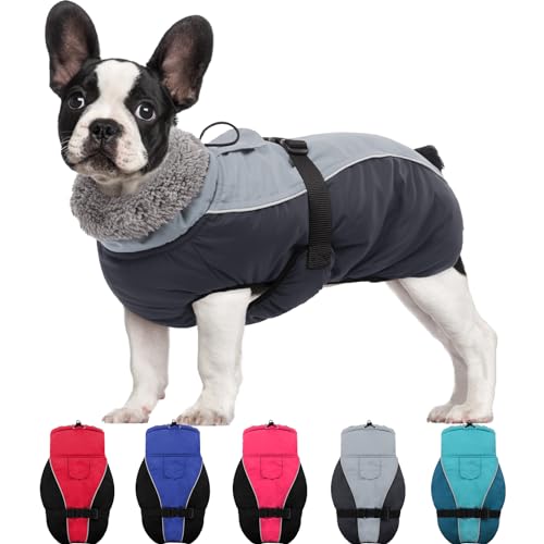 SUNFURA Hundemantel für kaltes Wetter, Rollkragen, winddicht, wasserdichte Hunde-Winterjacke, Outdoor-Haustierweste mit warmem Fleece gefüttert und Fell-hohem Kragen, reflektierende dicke Hundekleidung für kleine, mittelgroße und große Hunde von SUNFURA