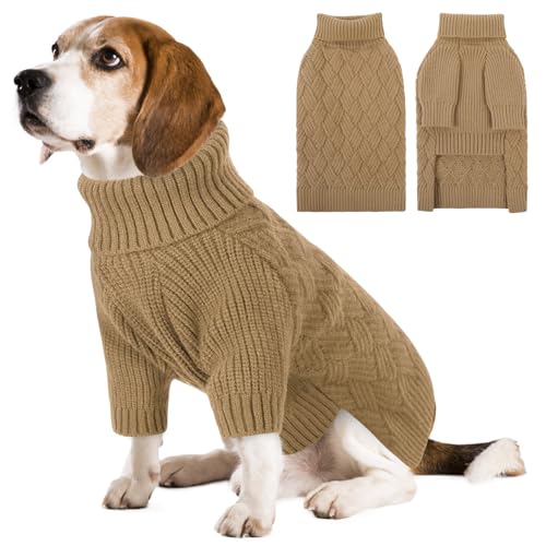 SUNFURA Hundepullover, warmer Hundepullover, für große Hunde, Jungen, großer Hundepullover für Weihnachten, einfarbig, Winter-Sweatshirt, Herbststrick-Rollkragen für Corgi, Französische Bulldogge, von SUNFURA