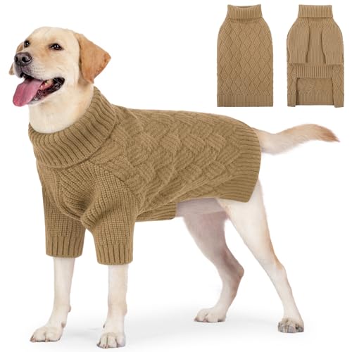 SUNFURA Hundepullover für große Hunde, XXL, Hundepullover für extra große Hunde, warmer Rollkragenpullover, Weihnachtspullover für kaltes Wetter, Strickpullover für Golden Retriever, Labrador von SUNFURA