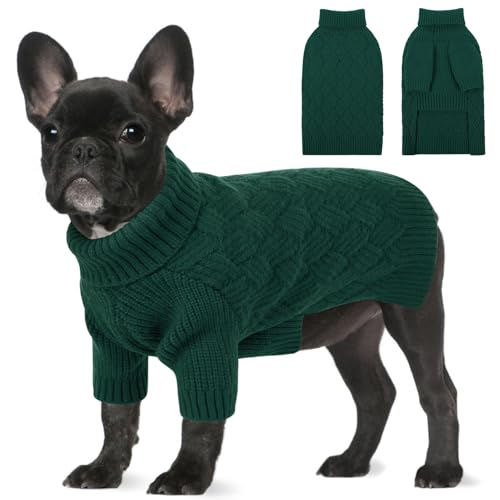 SUNFURA Pullover für kleine Hunde, Rollkragenpullover für kaltes Wetter, Strickwaren für Weihnachten, Thanksgiving, Haustier-Winter, Strick-Sweatshirt, Mops, Dackel, Pullover für Jungen, Mädchen, von SUNFURA