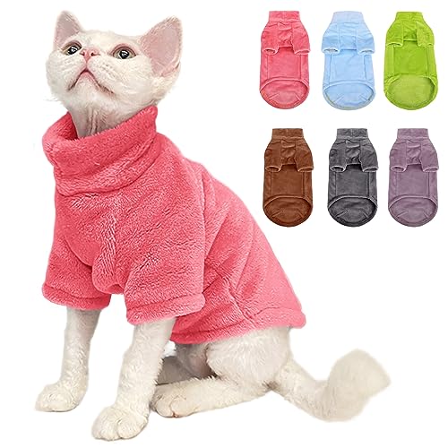 SUNFURA Rollkragenpullover Mantel für Katze, Kätzchen Fleece Winter Pullover Weste Katze Gemütlich Weich Pyjama mit Ärmeln für Welpen Katzen, Haustier Warm und Jumpsuit Bekleidung für kaltes Wetter, von SUNFURA