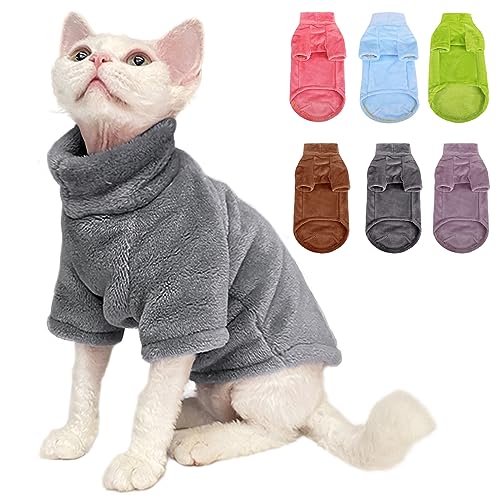 SUNFURA Rollkragenpullover Mantel für Katze, Kätzchen Fleece Winter Pullover Weste Katze Gemütlich Weich Pyjama mit Ärmeln für Welpen Katzen, Haustier Warm und Jumpsuit Bekleidung für kaltes Wetter, von SUNFURA