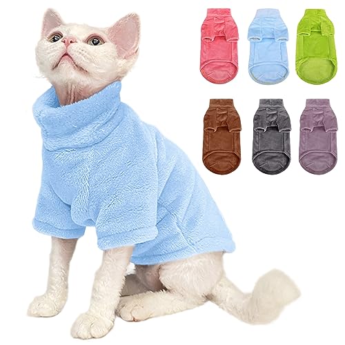 SUNFURA Rollkragenpullover Mantel für Katze, Kätzchen Fleece Winter Pullover Weste Katze Gemütlich Weich Pyjama mit Ärmeln für Welpen Katzen, Haustier Warm und Jumpsuit Bekleidung für kaltes Wetter, von SUNFURA