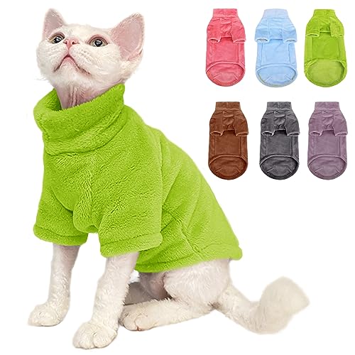 SUNFURA Rollkragenpullover Mantel für Katze, Kätzchen Fleece Winter Pullover Weste Katze Gemütlich Weich Pyjama mit Ärmeln für Welpen Katzen, Haustier Warm und Jumpsuit Bekleidung für kaltes Wetter, von SUNFURA