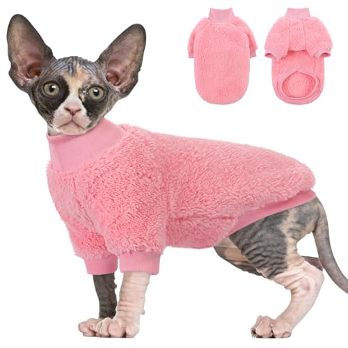 SUNFURA Sphynx Katzenpullover, haarloser Rollkragenpullover für Katzen, nur für Katzen, warmer und weicher Katzen-Pyjama, Shirt mit Ärmeln, Haustier-Winterkleidung, Fleece-Overall für Katzen, Welpen, von SUNFURA