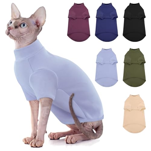 SUNFURA Sphynx Rollkragenpullover für Katzen, haarloser Katzenpullover mit Ärmeln, warmer und weicher Kätzchenpullover, Fleece, Winter-Pyjama, Overall für Welpen, Katzen, Blau, Größe S von SUNFURA