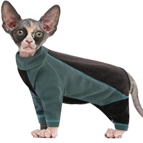 SUNFURA Sticky Hair Katzenpullover, Sphynx, haarloser Katzen-Pyjama nur für Katzen, 4-Bein-Fleecepullover für Katzen, extra kleine Hunde, warmer Kätzchen-Kleidung, Pullover verhindert Haarausfall, von SUNFURA