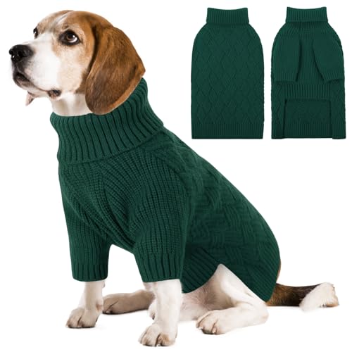 SUNFURA Warmer Hundepullover, für große Hunde, Jungen, großer Hundepullover, Haustier-Pullover für Weihnachten, einfarbig, Winter-Sweatshirt, Herbststrick-Rollkragen für Corgi, Französische Bulldogge, von SUNFURA