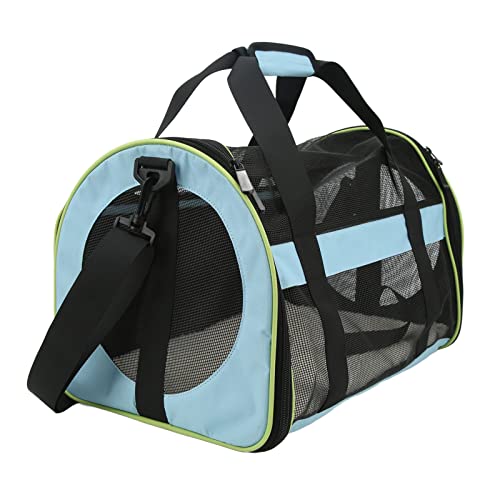 Haustier-Reisetasche, Nylon, für Katzen und Hunde, Faltbare Tragetasche, Verstellbarer Schultergurt für Reisen (hellblau) von SUNGOOYUE