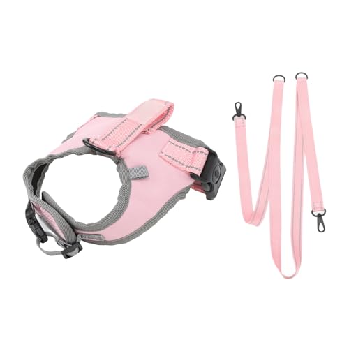 Hundegeschirrweste, Nylon Verstellbar Reflektierend Gepolstert Haustiergeschirrweste mit Leine für Spaziergänge mit Mittelgroßen Hunden (PINK) von SUNGOOYUE