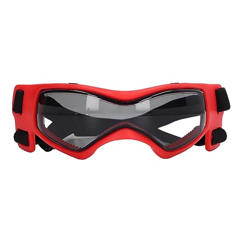 Riemen-Hundebrille mit UV-Schutz, Weicher Rahmen, wasserdichte Anti-Beschlag-Haustier-Sonnenbrille für Spaziergänge, Radfahren, Partys (Rot) von SUNGOOYUE