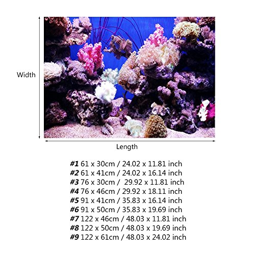 SUNGOOYUE 3D-klebendes Korallen-Seaworld-Poster, Wasserfest, Leicht zu Reinigen, Schafft eine Wunderschöne Aura für die Dekoration von Aquarien (61 * 30CM) von SUNGOOYUE