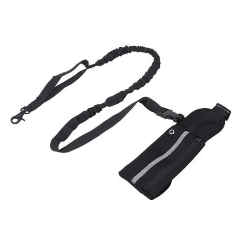 SUNGOOYUE Taillen-Hundelaufleine, Verstellbare, Reflektierende, Elastische Taillen-Hundeleine mit Reißverschlusstasche Zum Spazierengehen, Laufen, Wandertraining (Black) von SUNGOOYUE