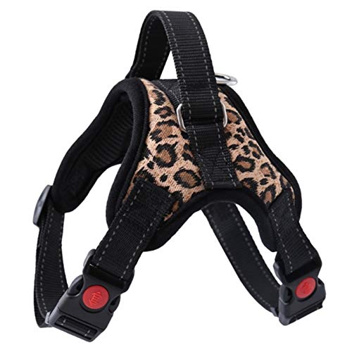 Medium Large Hundegeschirr Aus Nylon Reflektierende Collar Vest Geschirre for Hunde Training Husky Alaskan Bulldog Brustband Gürtel Blei (Color : Leopard, Size : Lager) von SUNKAK