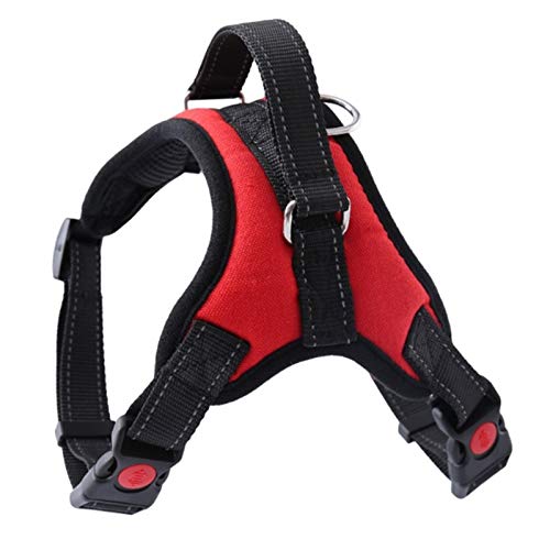 Medium Large Hundegeschirr Aus Nylon Reflektierende Collar Vest Geschirre for Hunde Training Husky Alaskan Bulldog Brustband Gürtel Blei (Color : RED, Size : M) von SUNKAK