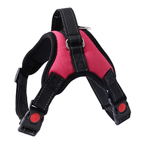 Medium Large Hundegeschirr Aus Nylon Reflektierende Collar Vest Geschirre for Hunde Training Husky Alaskan Bulldog Brustband Gürtel Blei (Color : Rose RED, Size : Lager) von SUNKAK