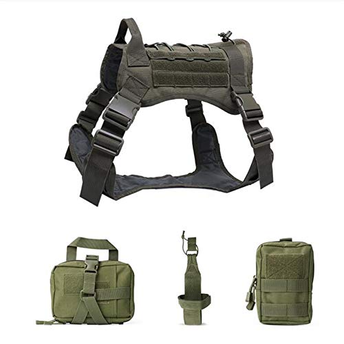 Outdoor-Jagd-Hund Westen Einstellbare Military Tactical Hundeweste-Hundetrainingsweste Harness (Color : Geen Set, Size : M) von SUNKAK